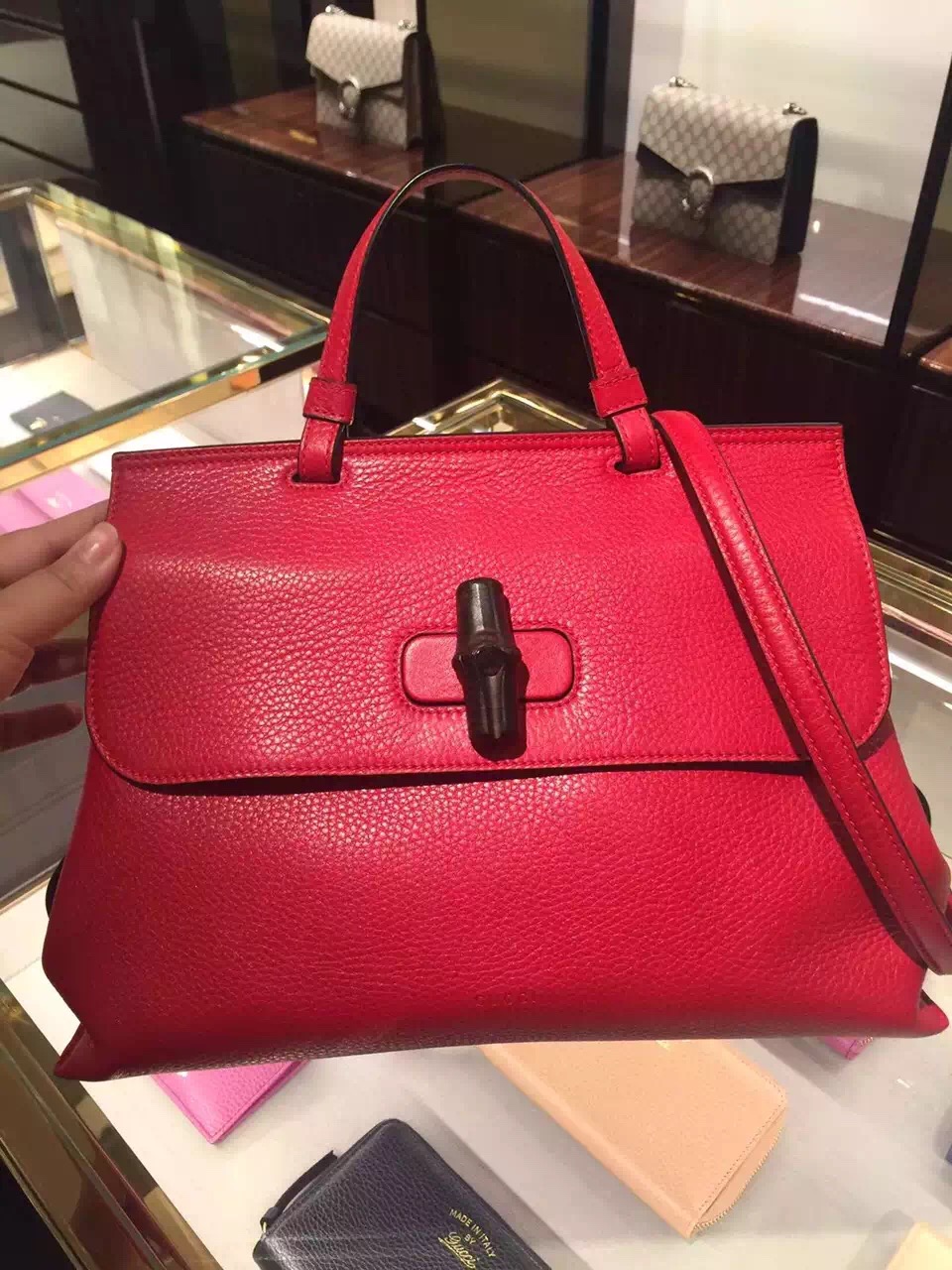 Gucci Bamboo Daily Handle Bag 370830 A7M0N 6523 Red